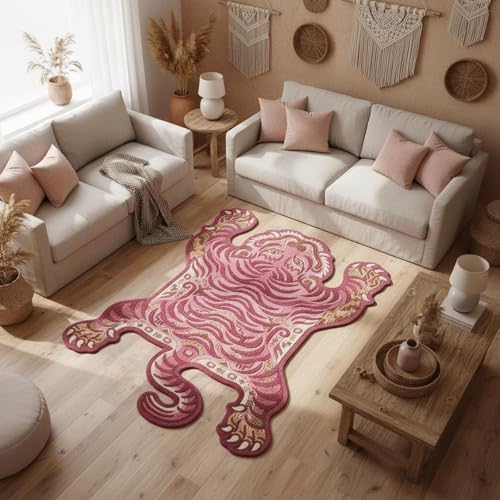 Tapete Decorativo Tigre Boho 3'x5' Color Naranja