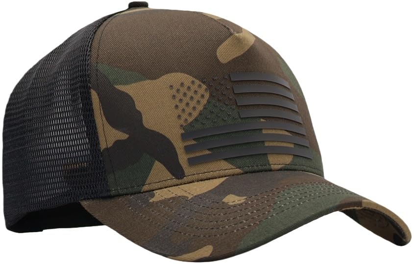Image of USA Flag Snapback Hat Fits One Size&XXL /3XL - Mens Mesh Trucker Ball Hats - US 250th Anniversary Veterans Memorial Day Gifts