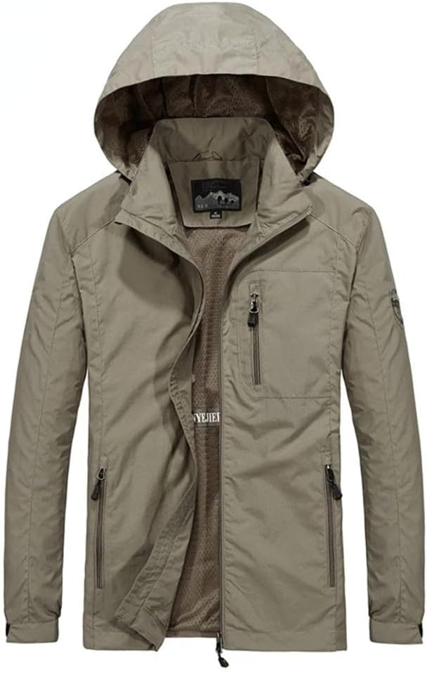 Youllyuu Men's Windbreaker Jackets Hooded Wind Breaker Casual Coat Outdoor Hiking Jackets