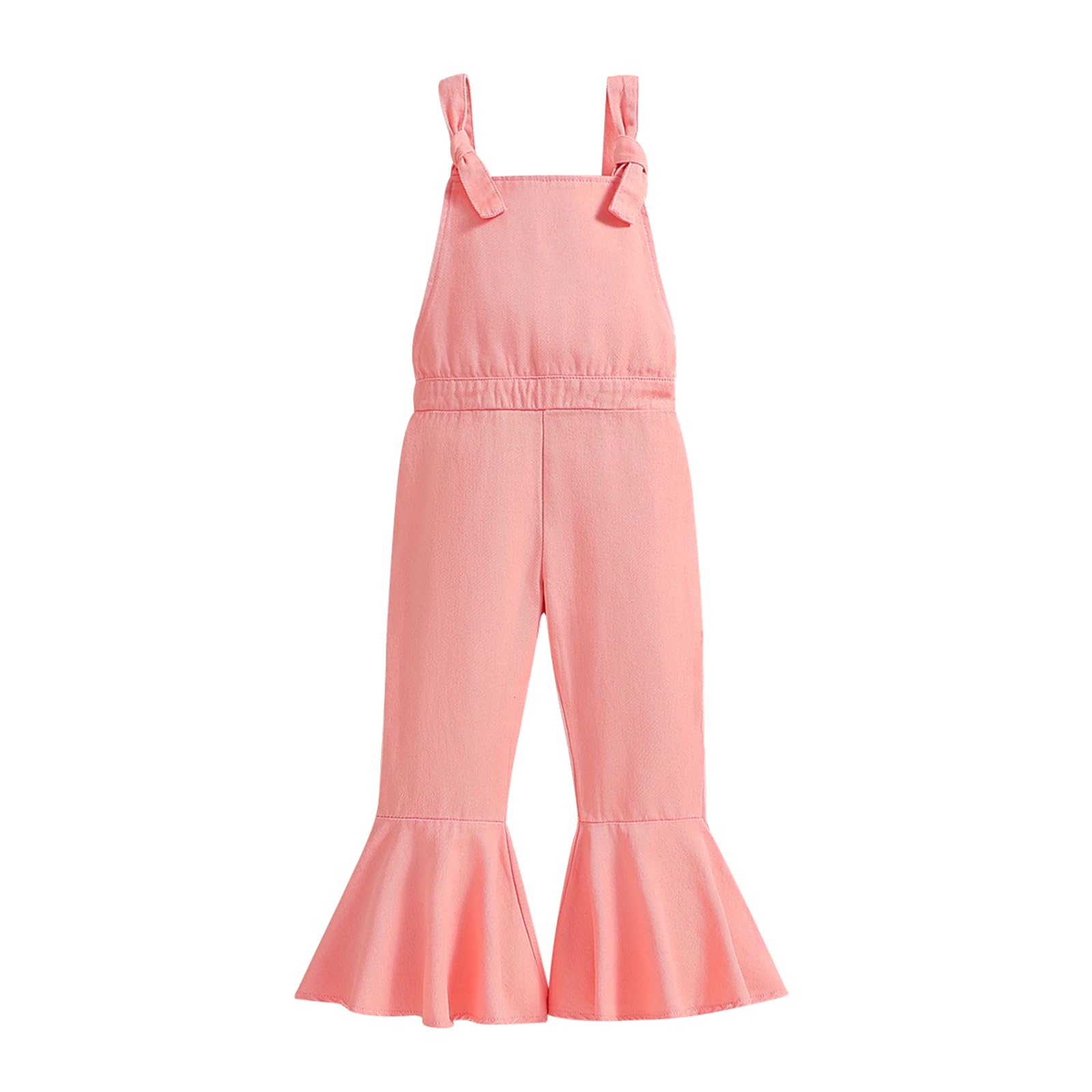 ZAXARRA Toddler Baby Girl Overalls Halter Baby Bell Bottom Baby Flare Leg Jumpsuit Spring Summer Clothes (Pink, 6-7 Years)