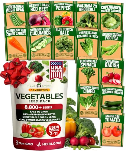 Image of HOME GROWN 15 Variety Survival Seed Vault 8,800+ Heirloom Non-GMO Vegetable Seeds for Planting, High Germination, Complete Garden Starter Kit, Prepper Survival Gear, Indoor Outdoor