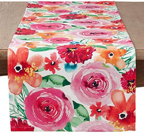 SARO LIFESTYLE Santa Monica Floral Table Runner, Multi, 16"x72" image 5