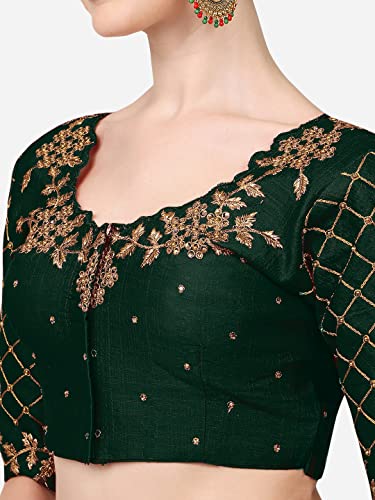 Image of Pujia Mills Women's Embroidery Handwork, Rough Cut Work Stone Work Readymade Blouse