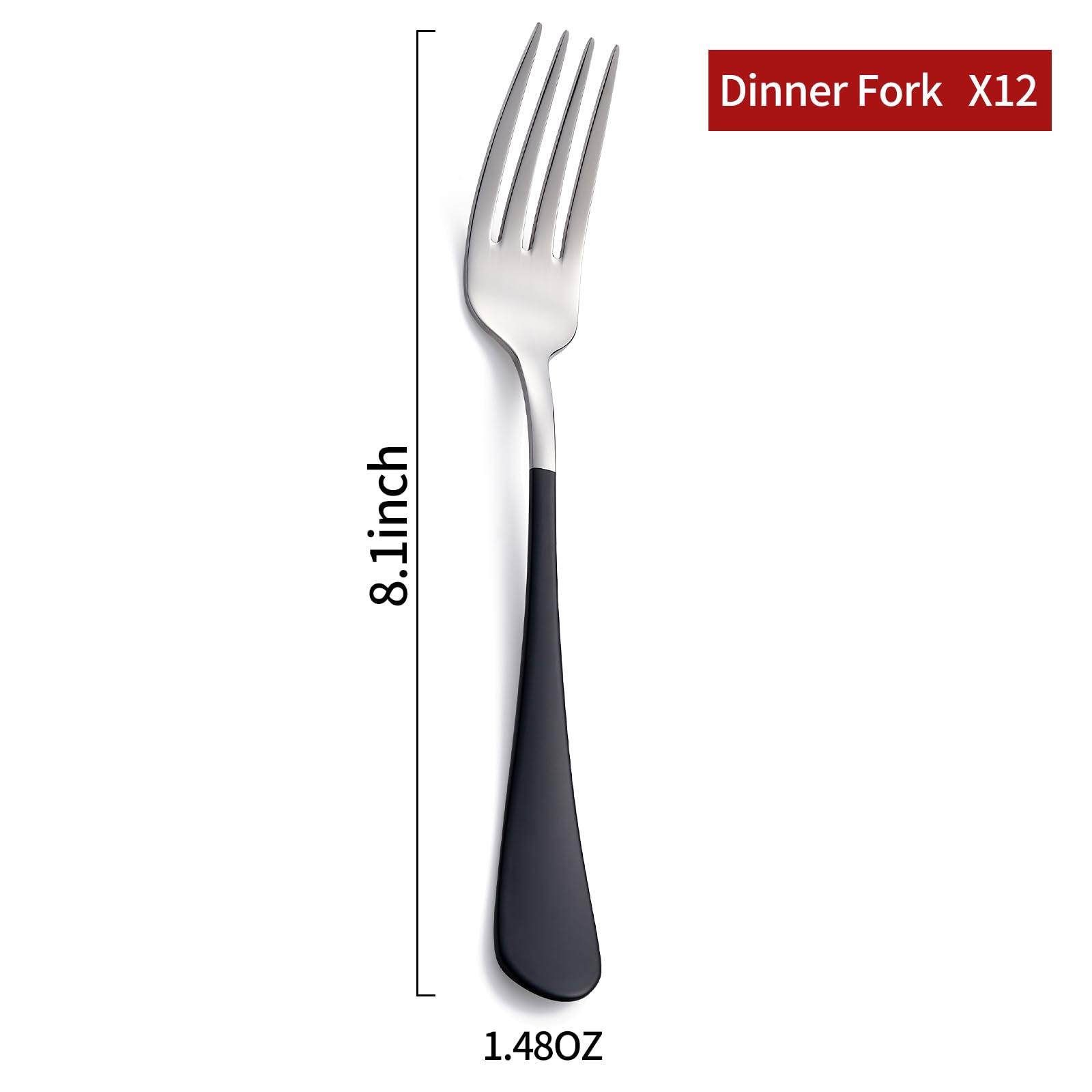 Black Stainless Steel Dinner Forks - Set of 12 -2 Black Stainless Steel Dinner Forks - Set of 12 -2