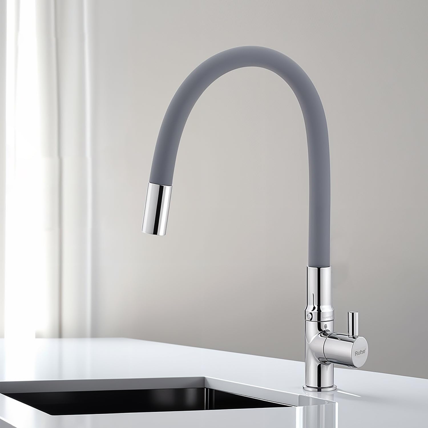 Ruhe Kara Swan Neck Faucet - Grey Kitchen Tap -1