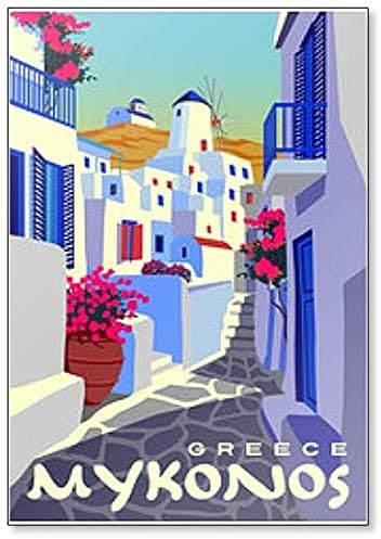 Summer Cityscape with Traditional Houses on Mykonos Island, Greece Fridge Magnet