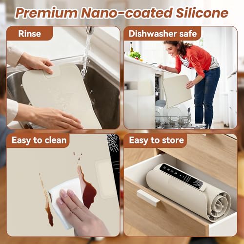 Tapis chauffant pour aliments électrique grand format de comptoir en silicone