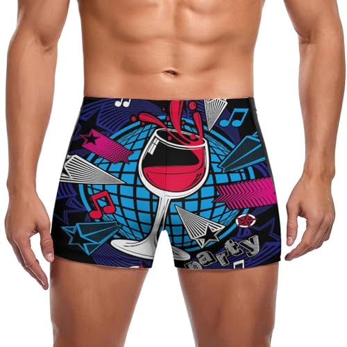Slip de bain pour homme avec motif imprimé verre à vin rouge confortable