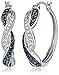 Sterling Silver Montana Blue and White Swarovski Crystal Double Twist Hoop Earrings