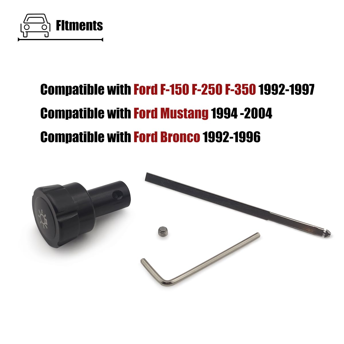 Aluminum Headlight Switch Knob Compatible with Ford F150 F250 F350 Bronco Mustang 1992-2004, for F5TZ11661A F5ZZ11661A