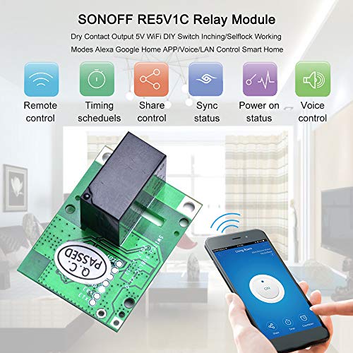 KKmoon 3PCS RE5V1C Módulo de relé Saída de contato seco 5V WiFi DIY Switch Inching/Selflock Modos de