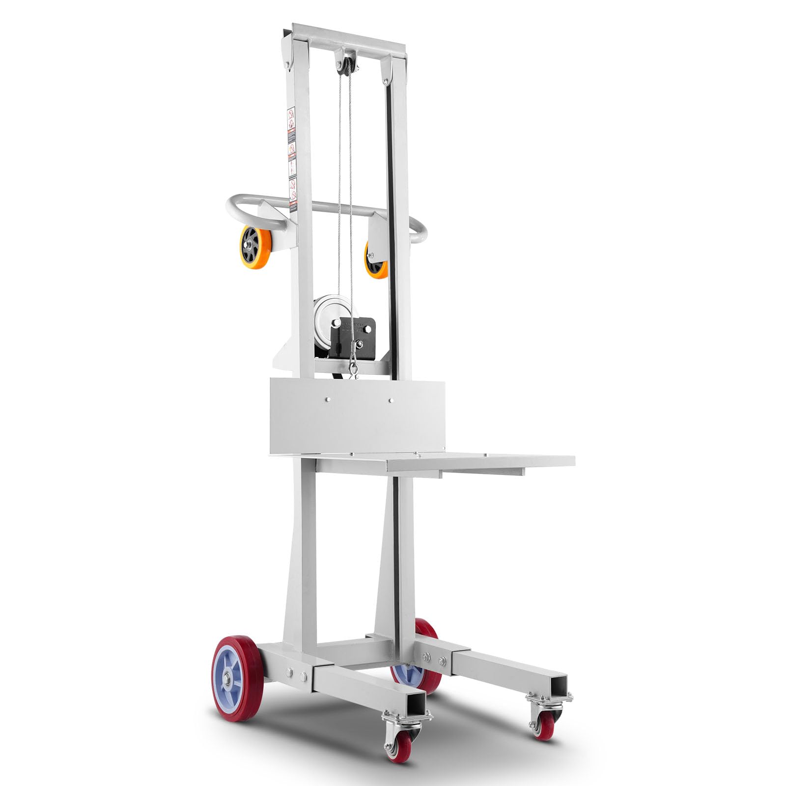 VEVOR Gerbeur Manuel à Treuil, Charge 181 kg, Chariot Élévateur Matériaux, Hauteur de Levage Max 1300 mm, avec Roues, Plaque de Levage, Empileur Multifonctionnel pour Entrepôts, Usines, Supermarchés