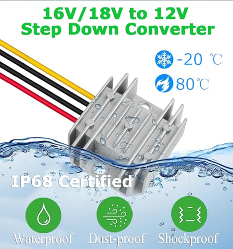 Image of EAGWELL DC 8-40v to 12v Converter 3A 36W Step Down Converter Voltage Reducer IP68 Waterproof Transformer for Golf Cart Truck Boat Vehicle