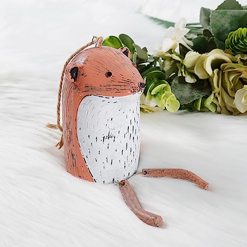 Soulnioi Resin Animal Wind Chimes Hanging Crafts Outdoor Handmade Art Wind Bell Ornament with Mini Bell Ideas Garden Decoration for Outdoor Backyards Patio Christmas Home Decor-Groundhog - Image 2