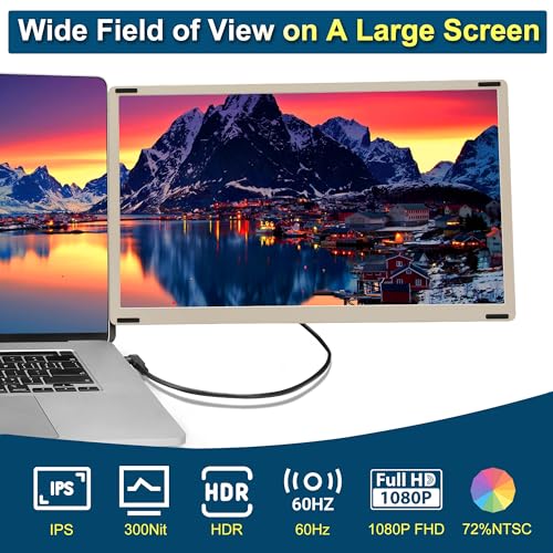 Image of Alecewey 15.6 inch FHD 1080P Laptop Screen Extender Portable for 12-17 inch Laptops | Triple Screen Extender Monitor USB-C /HDMI Plug-Play for Windows, Mac,15.6 inch Detached Dual Portable Monitor for Laptop