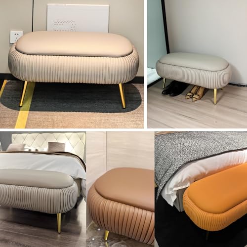 Banc à chaussures bleu en polyuréthane 60 cm avec pieds en acier rustique - 8
