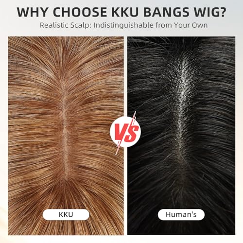 Image of KKU 16 Inch Human Hair Wig,Human Hair Wigs,Human Hair Wig With Bangs, Lady Wigs Human Hair, Real Hair Wigs For Women