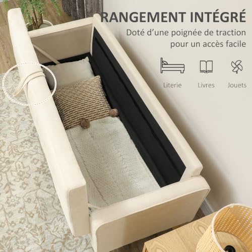 Canapé 3 places flanelle rangement intégré HOMCOM