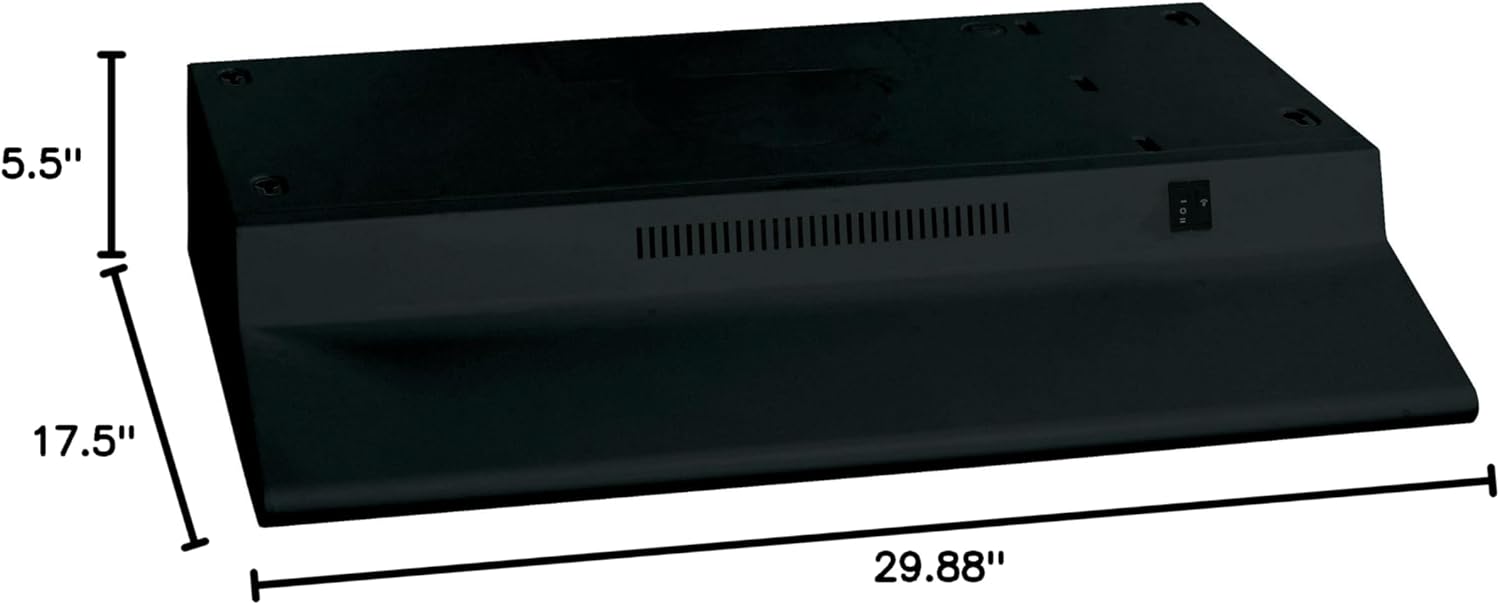 GE Under Cabinet Range Hood | 30-Inch Kitchen Exhaust Fan with 2 Speeds, Cooktop Lighting & Included Filter | Kitchen Essentials | Top or Rear Exhaust Capability | Non-Vented | 170 CFM | Black