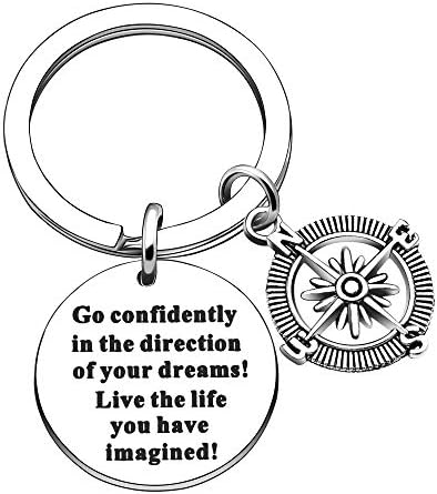 Inspiration Keychain Gift,Encouragement Compass Keyring Key Chain Ring for Women Men Gift