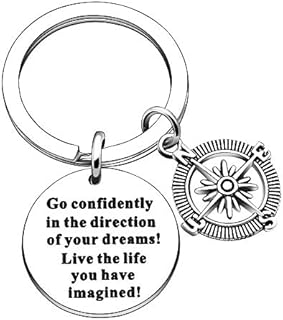 Inspiration Keychain Gift,Encouragement Compass Keyring Key Chain Ring for Women Men Gift