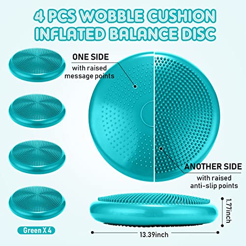 Image of Jerify 4 Pcs Wiggle Seat Flexible Inflated Wobble Cushion Stability Balance Pad Balance Disc Sensory Seat for Men Women Fitness Physical Exercise Improving Posture Home Office