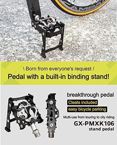 GORIX Bike Pedals Built-in Stand Pedal One Side Flat Binding Pedal Cleat Set MTB Road Mountain Bicycle(GX-PMXK106)