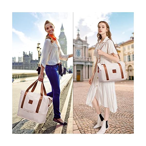 COOLIFE-Travel-Duffel-Bag-Weekend-Bag-with-Trolley-Sleeve-Cabin-Bag-40x20x25-for-Ryanair-Airlines-Dry-Wet-Seperated-Sports-Gym-Bag-Carry-On-Bag-for-Women-Men-Sports-Bag-White COOLIFE Travel Duffel Bag, Weekend Bag with Trolley Sleeve, Cabin Bag 40x20x25 for Ryanair Airlines, Dry & Wet Seperated Sports Gym Bag Carry On Bag for Women Men Sports Bag (White)