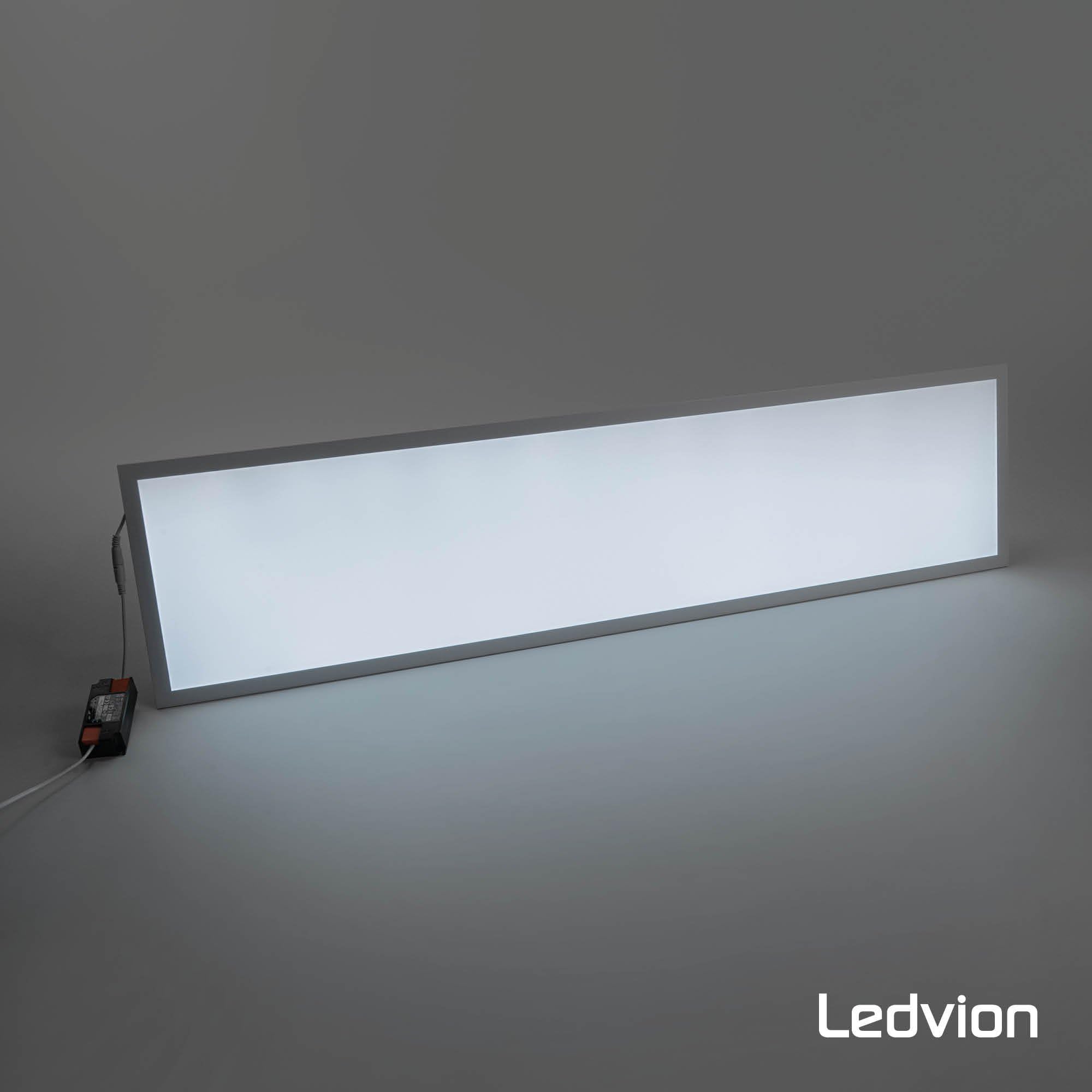 Ledvion - 6X Panel LED, 120x30, 24W, 6500K, 5040 Lúmenes, Luminaria Empotrada, Incluye Driver LED y Conector Rápido