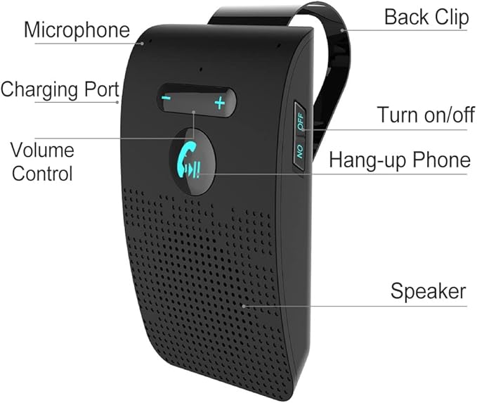 Parlante Bluetooth para Auto, Manos Libres,Clip,Encendido Automático miniatura 8
