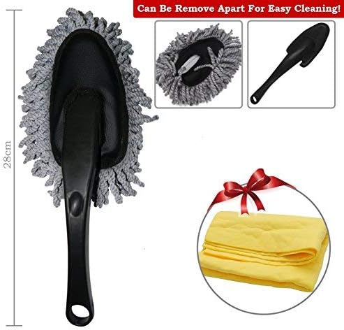DOKO-IN Super Soft Microfiber Car Dash Duster, Car Interior Cleaning and Home Use Dusting Brush, Chamois Cloth Included - 1 Year Warranty