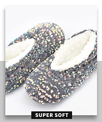 Image of Panda Bros Womens Ballerina Sequin Slippers, Bling House Slippers With Grippers