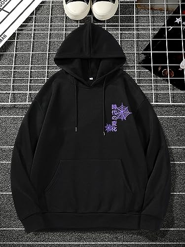 COZYEASE Men's Y2K Graphic Hoodie Drawstring Vintage Sweatshirt Long Sleeve Letter Streetwear with Pocket2