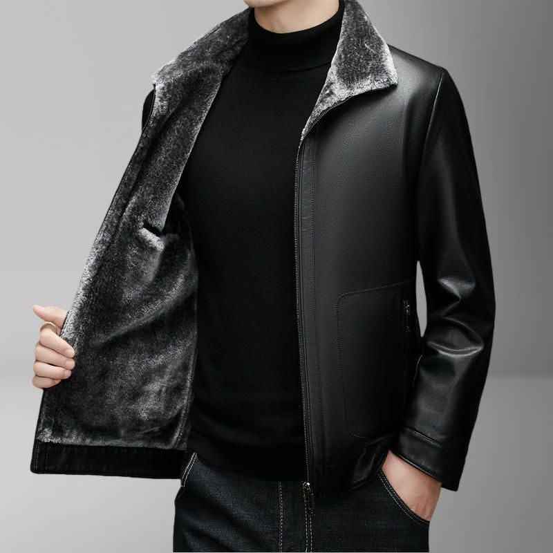 Chaqueta de piel sintética gruesa para hombre con acabados de alta calidad 4