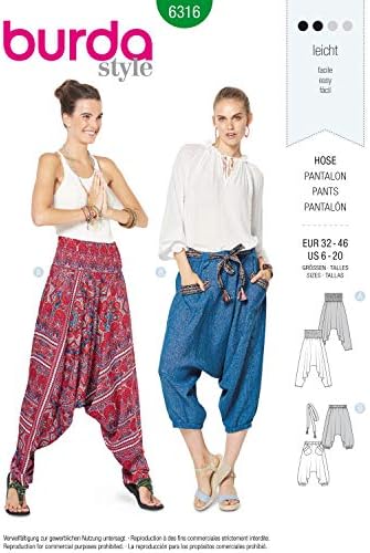 Burda Style Sewing Pattern 6316 - Misses' Harem Pant, A(6-8-10-12-14-16-18-20)