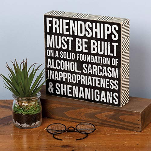 Primitives-by-Kathy-27245-Chevron-Trimmed-Box-Sign-8-x-8-Friendships-Must-Be-Built Primitives by Kathy 27245 Chevron Trimmed Box Sign 8 x 8 Friendships Must Be Built
