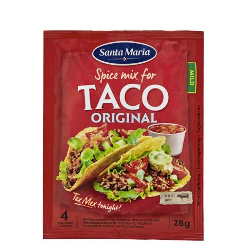 Santa Maria Taco Seasoning Spice Mix - Mexican Seasoning for Taco fillings, Enchiladas, Casserole, Taco Pasta, Taco Pizza - Taco Spices for Meats and Veggies - 0.98 Oz