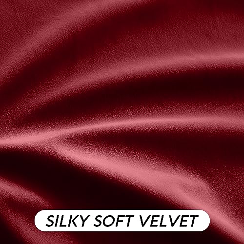Image of RYB HOME Red Velvet Blackout Curtains 84 inches for Bedroom Living Room | Thermal Insulated,Room Darkening,Super Soft Velvet,Christmas Backdrops,Movie Theater Stage Party Decor,W52 x L84,2 Panels