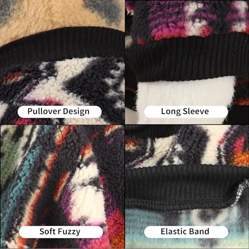 YAODHAOD Hund Pullover für kleine Hunde, Fleece Hund Pullover, Ethnische Stil Winterkleidung, Ultra weiche thermische Winter warme Welpen Sweatshirt (XS, Mehrfarbig)