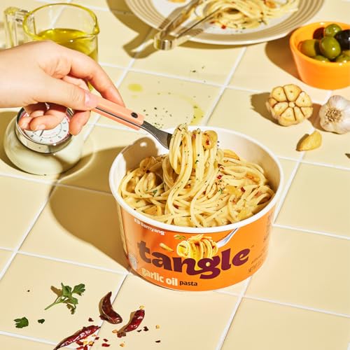 Image of Samyang Tangle Garlic Oil Spaghetti Aromatic Roasted Garlic and Olive Oil Flavor Savory Kick Air Dried Noodle Quick Microwave Meal 3.70 oz (Pack of 6)