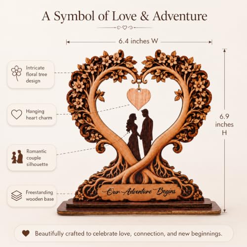 Wedding Gifts for Couples 2026, Personalized Wooden Keepsake Plaque with Names & Date, Two Roots One Heart Wedding Decor, Engagement Gifts, Bridal Shower Gift, Newlywed Gift for Bride and Groom - Image 2