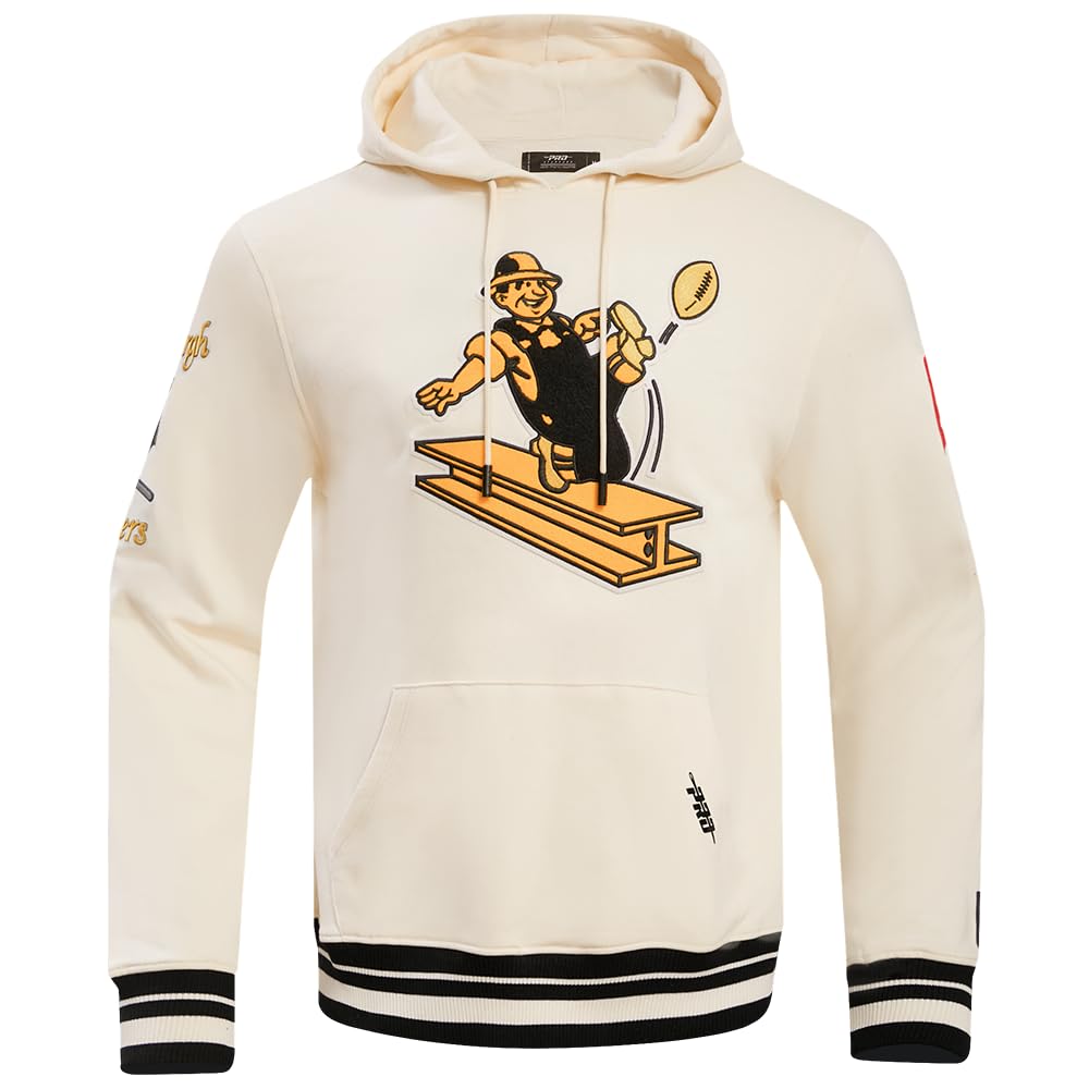 Pro Standard Mens NFL Pittsburgh Steelers Retro Classics Pull Over Hoodie Eggshell/Black M