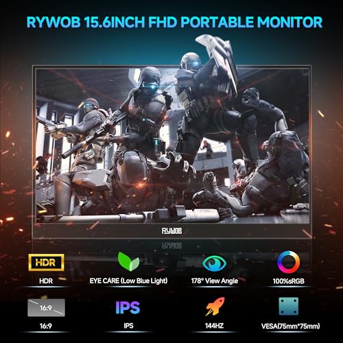 Image of 15.6inch Portable Gaming Monitor,IPS Screen USB-C HDMI 144hz Portable Ultra-Slim Display,Laptop Monitor for PC, PS5 /4, Mac, Xbox,Switch