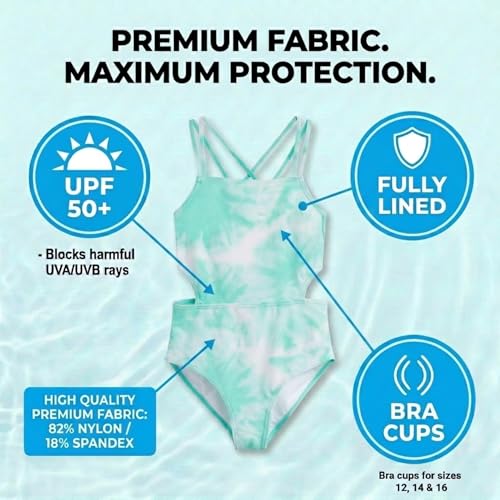 Image of Kanu Surf Girls' Beach Girl Sport Cut-Out One Piece Swimsuit