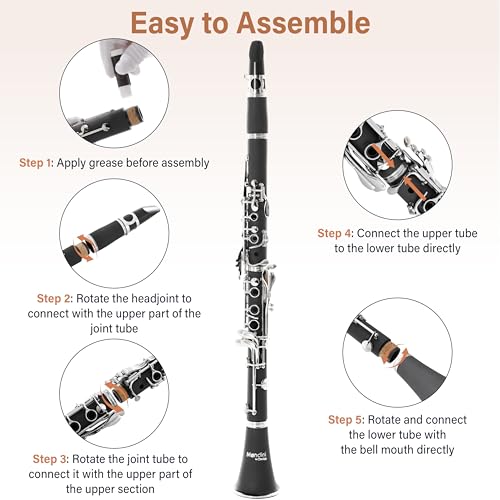 Image of Mendini by Cecilio Ebonite Bb Clarinet Kit for Beginner - Black