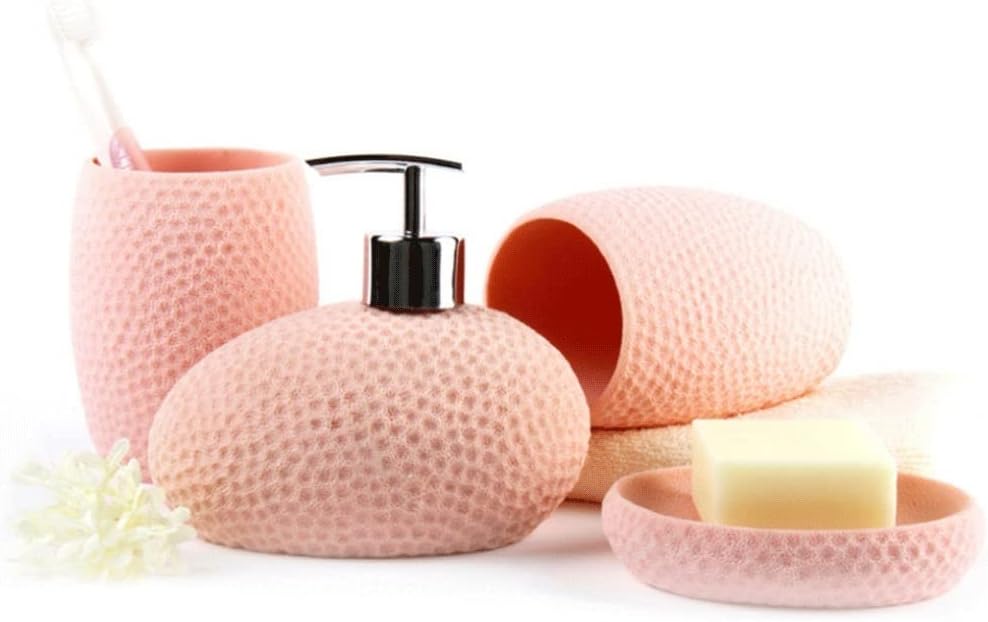 Soap Dispenser Soap Dispenser, Household Resin Lotion Dispenser, Bathroom Accessories 4 Piece Set, Cute Bathroom Pump Bottle 50ml/15.2oz Reusable