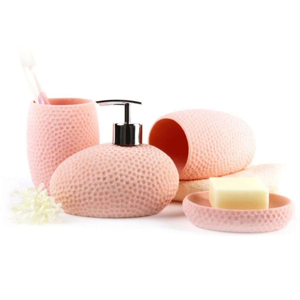 Dispensador de jabón, dispensador de loción de Resina para el hogar, Juego de 4 Piezas de Accesorios de baño, Linda Botella de Bomba de baño 50ml/15.2oz