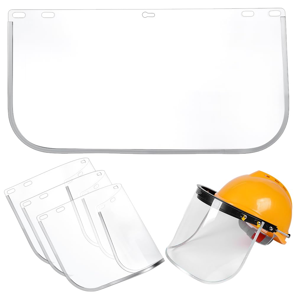 FINGERINSPIRE 4PCS Face Shield Lens 39.5x20cm PVC Protective Visor Replacement Transparent Full Face Shield Safety Visor Replacement for Welding Grinding DIY Cosplay