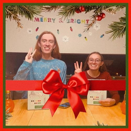 having a conversation while painting christmas trucks