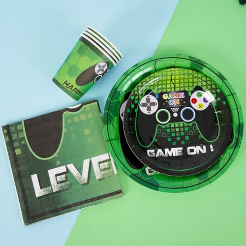 Wernnsai WR-GAME PARTY SUPPLIES SET-003-US Video Game Party Tableware Set - 64 Pcs Gaming Party Supplies For Boys Birthday Disposable Paper Luncheon Dinner Dessert Plates Cups And Napkins Party Favors Serves 16 Guests thumb #5